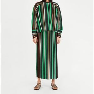 Green/Orange Striped Skirt ZARA